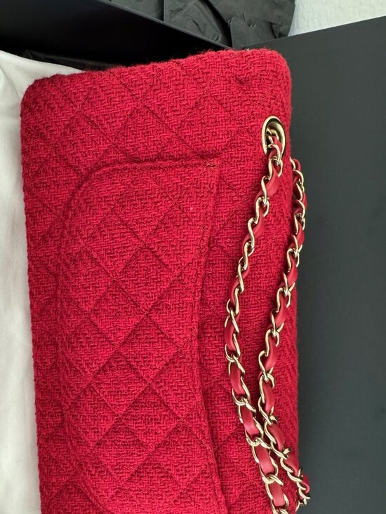 Chanel Classic 11.12 Flap Bag – Red Wool Tweed & Gold Hardware – Brand New - Picture 8 of 16